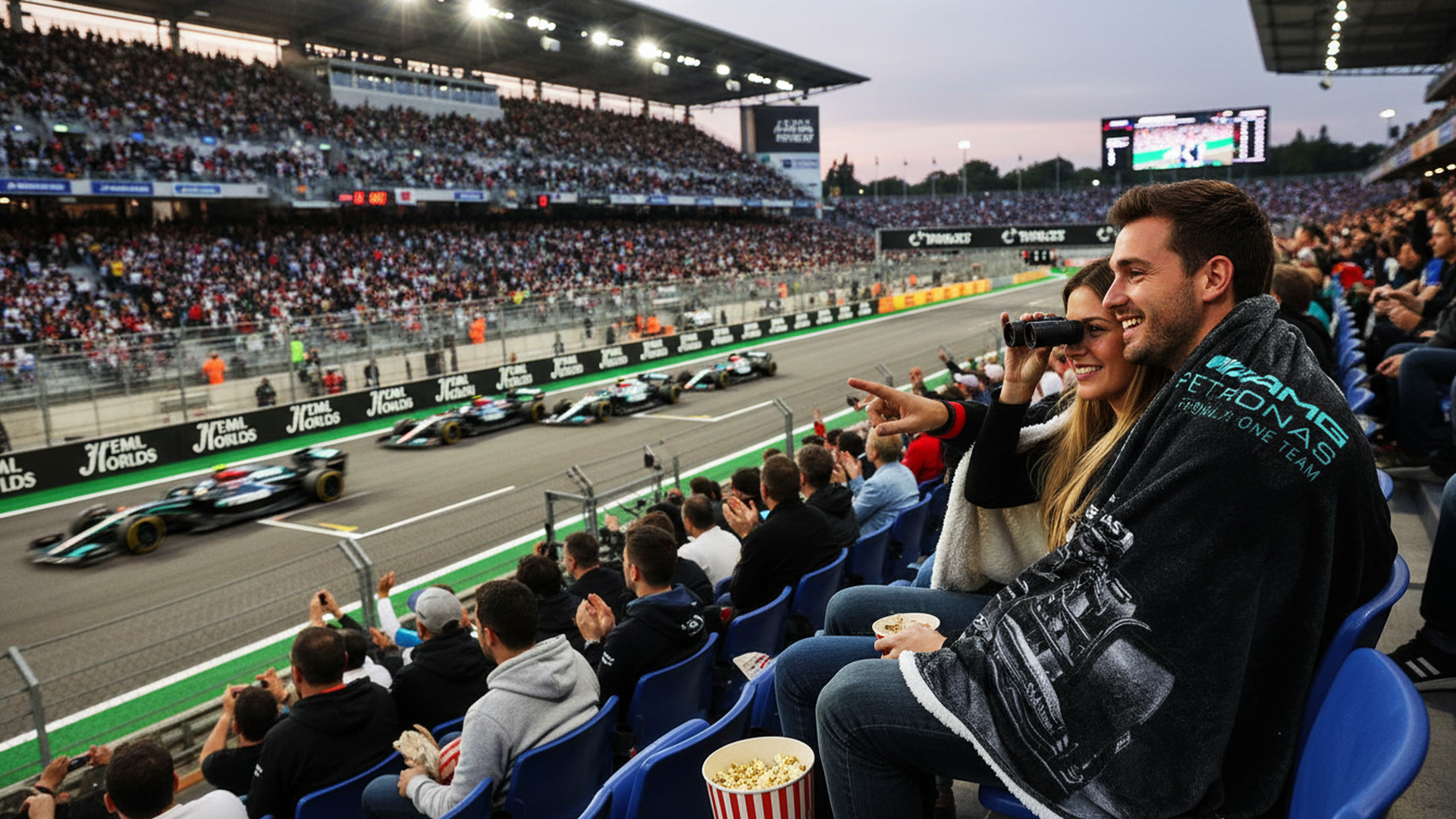 F1 Mercedes AMG Petronas Official Fleece Blanket | Super Soft Warm Throw with Sherpa Reverse Formula One Design | Perfect For Home Bedroom Sleepovers & Camping | Size 47 x 59"