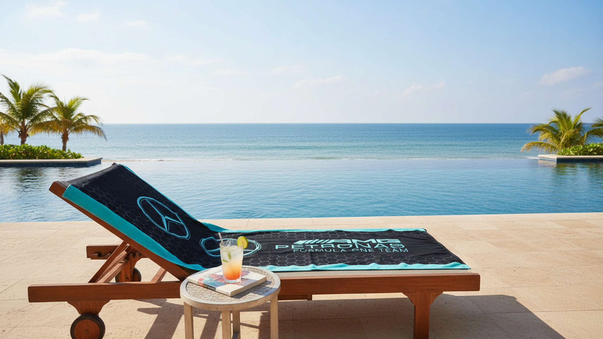 F1 Official AMG Petronas Mercedes Towel | Super Soft Feel Formula One Team Design | Perfect For The Home Bath Beach & Swimming Pool | One Size 30 x 59" | 100% Cotton