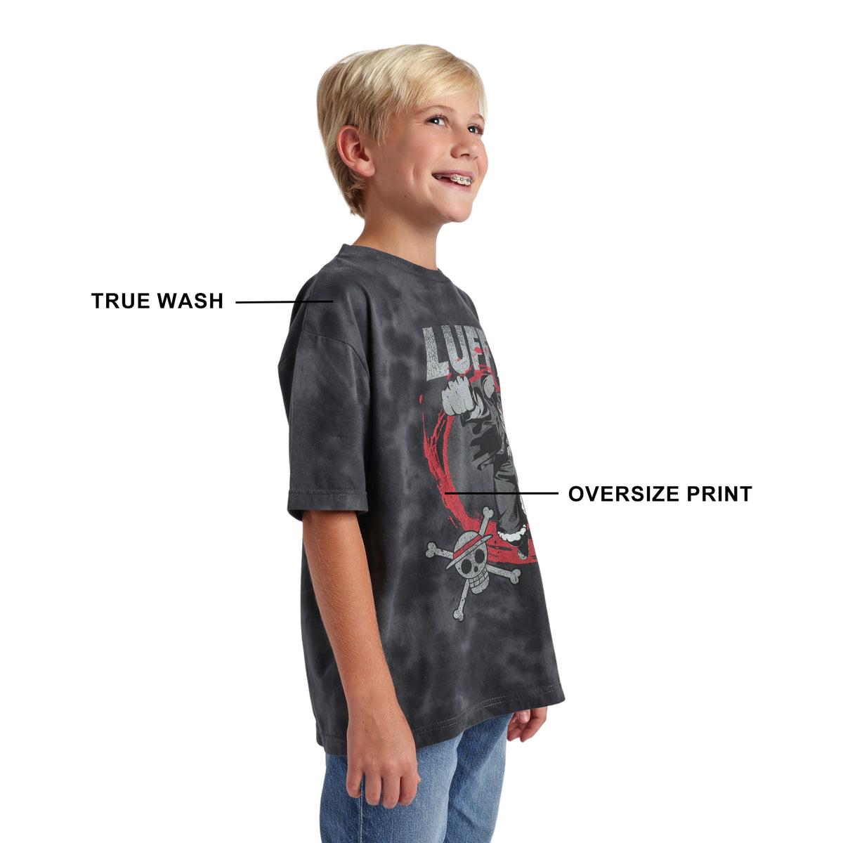 One Piece Luffy Jolly Roger Kids Short Sleeve Tee