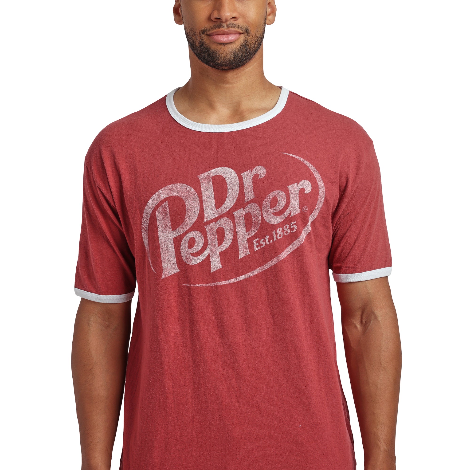 Dr Pepper Logo Crew Neck Short Sleeve Red Men's Ringer Tee