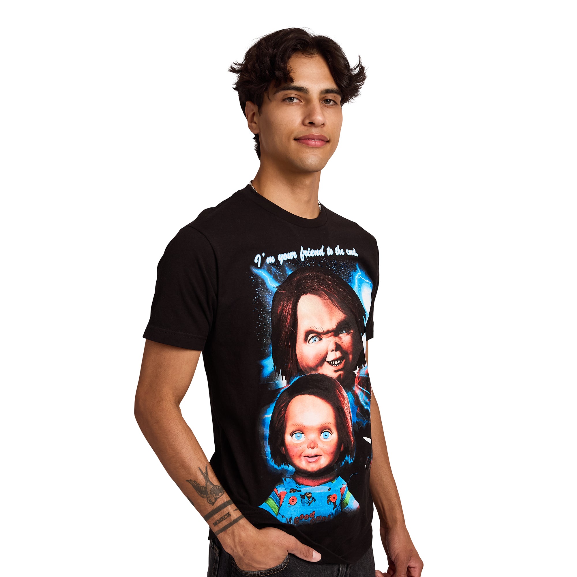 Chucky I'm Your Friend To The End Men's Black Crew Neck Short Sleeve T-shirt