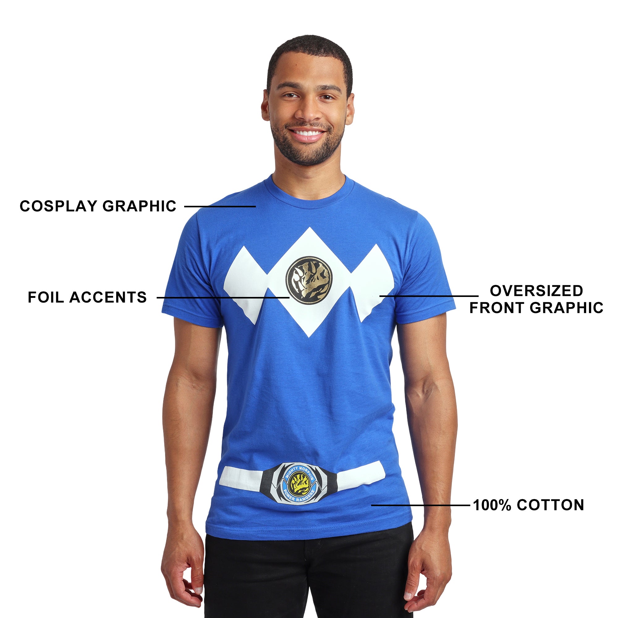 Power Rangers Ranger Men's Crew Neck Short Sleeve Cosplay Tee