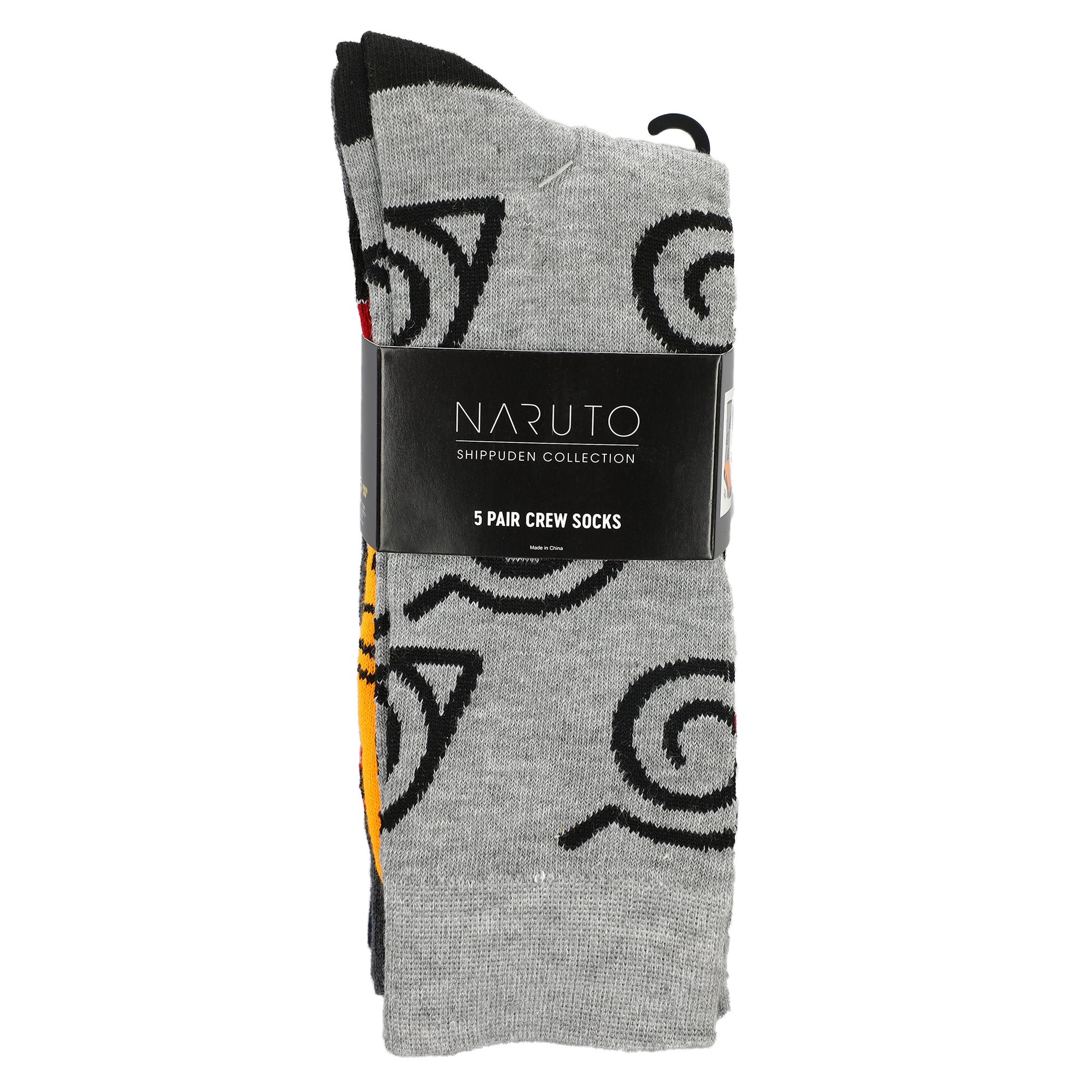 Naruto Shippuden Anime Cartoon Split Color Casual Crew Socks for Men 5-Pack