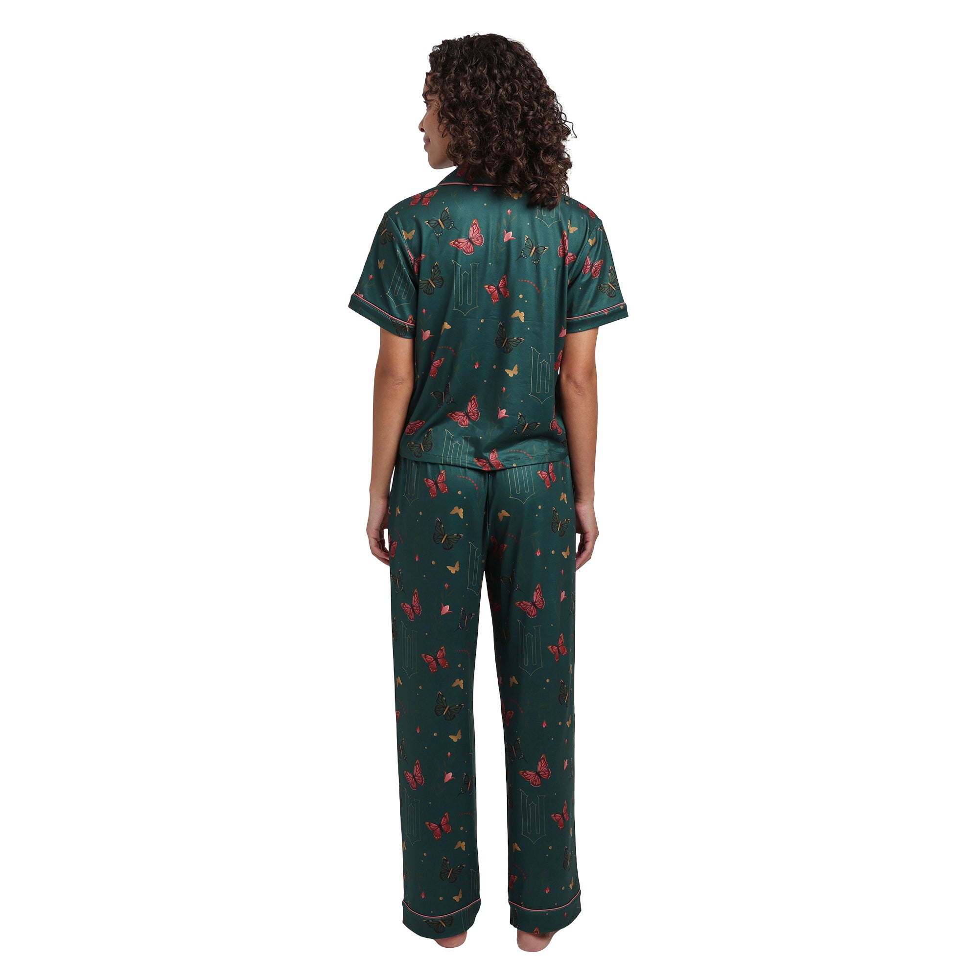Wicked Part I All-Over Print Women's Button-Down Shirt And Pants 2-Piece Pajama Set