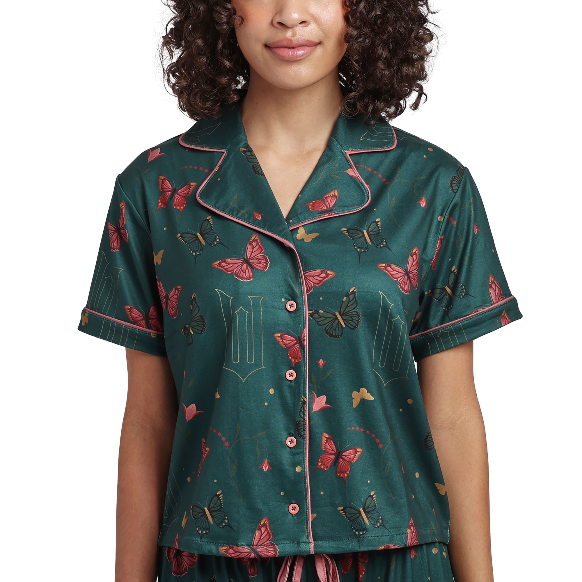Wicked Part I All-Over Print Women's Button-Down Shirt And Pants 2-Piece Pajama Set