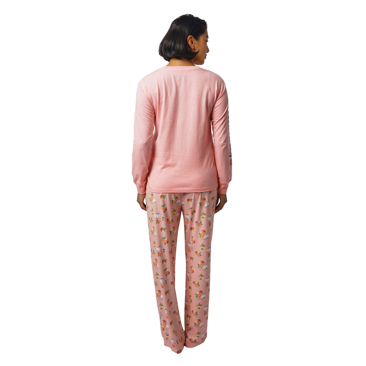 Hello Kitty Flowers Long Sleeve Tee with Pant Sleep Set Pink