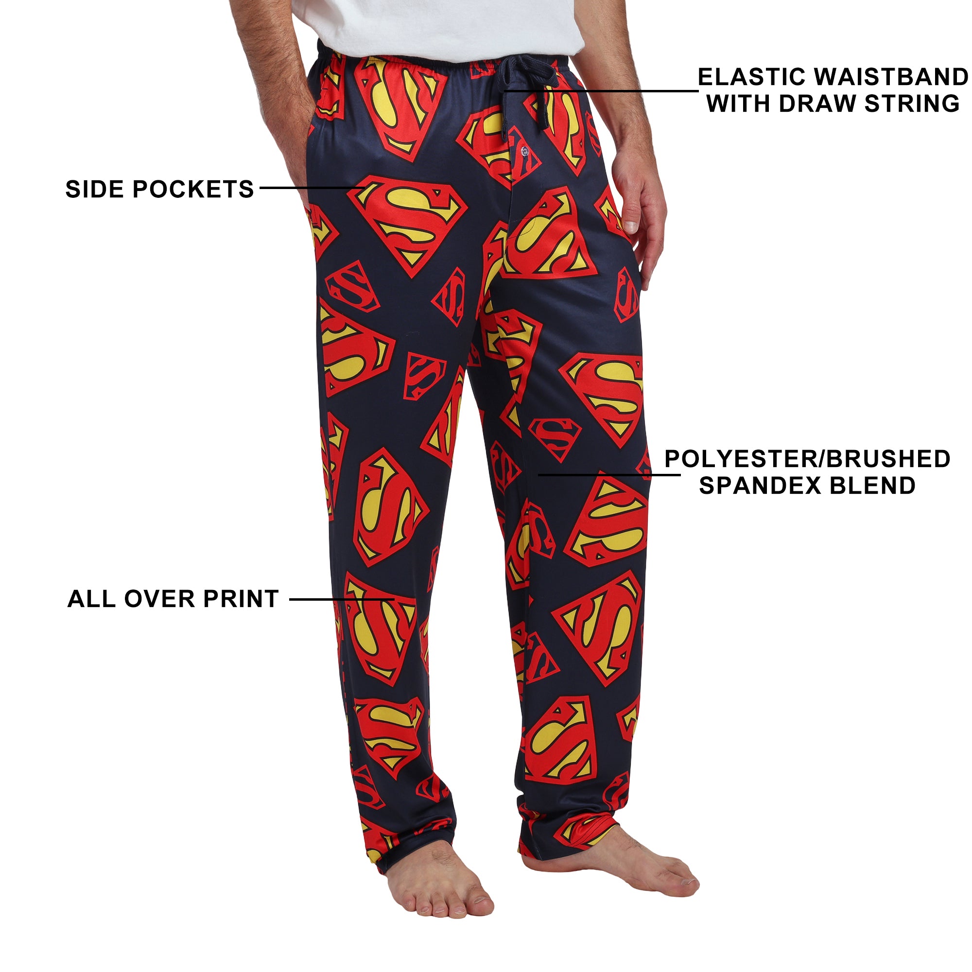 Superman S-Shield All-Over Print Men's Sleep Pajama Pants