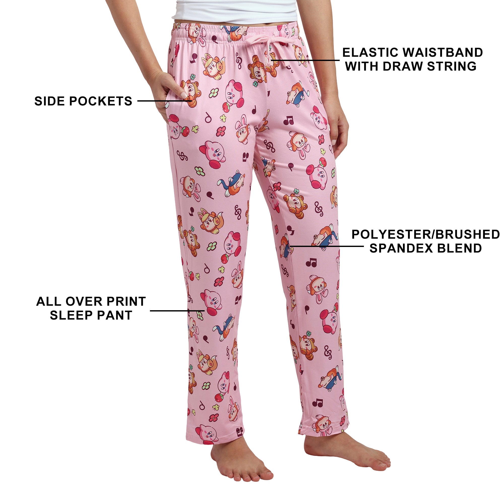 Kirby Pink Adult Womens Sleep Pants - Cozy Nightwear for Gamers