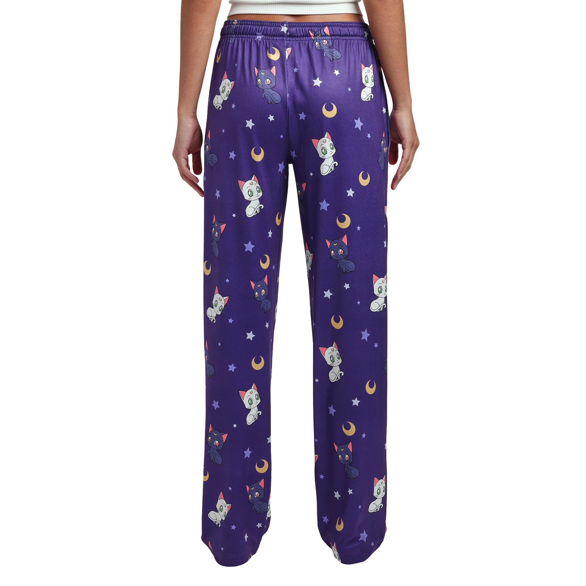 Sailor Moon Artemis & Luna All-Over Print Women's Purple Quick Turn Sleep Pajama Pants