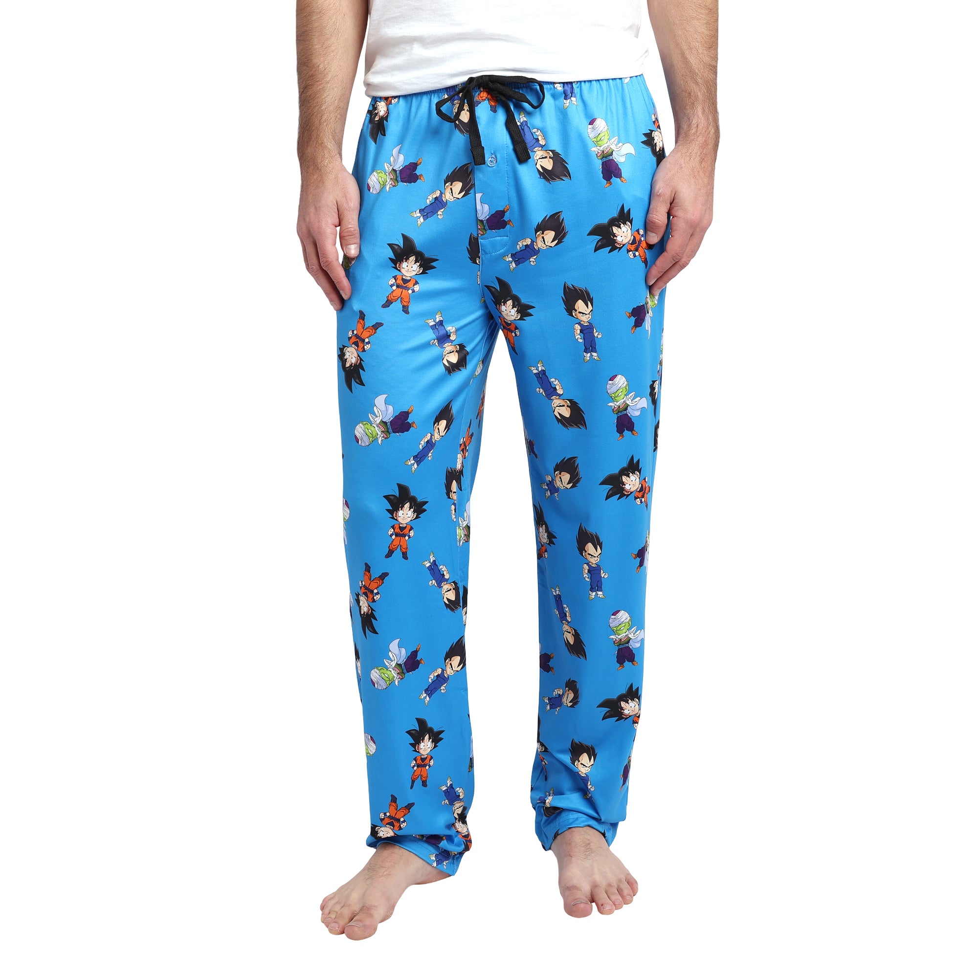Dragon Ball Z Super Saiyan Heroes AOP Men's Light Blue Sleep Pajama Pants