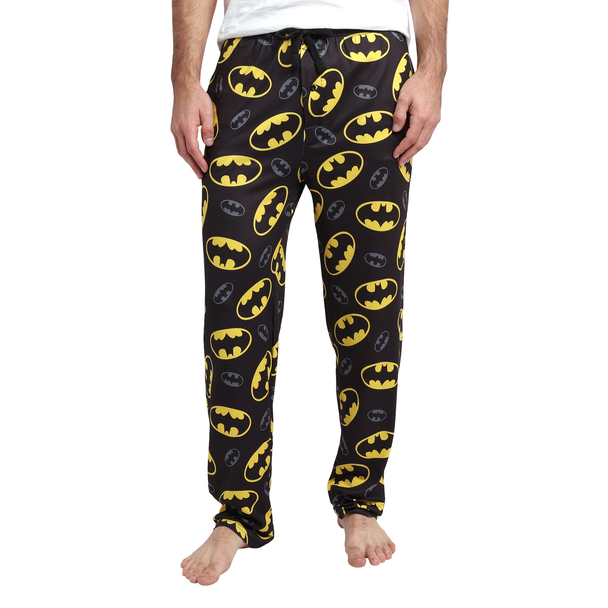 Men's Adult Batman Black Sleep Pants - Gotham Knight Comfort for Superhero Fans
