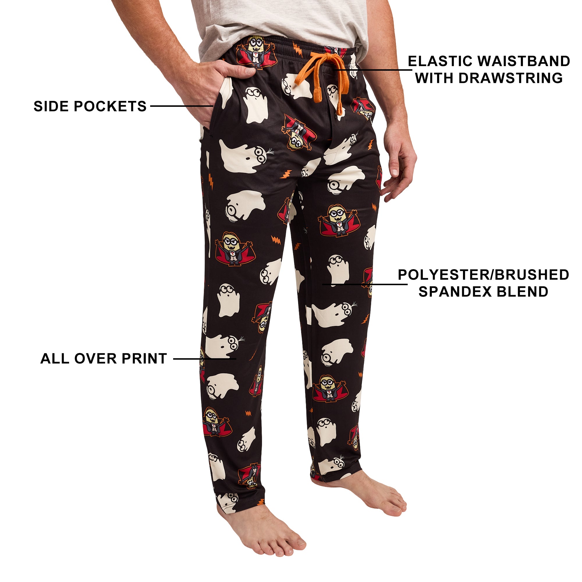 Minions Monsters All-Over Print Men's Black Sleep Pajama Pants