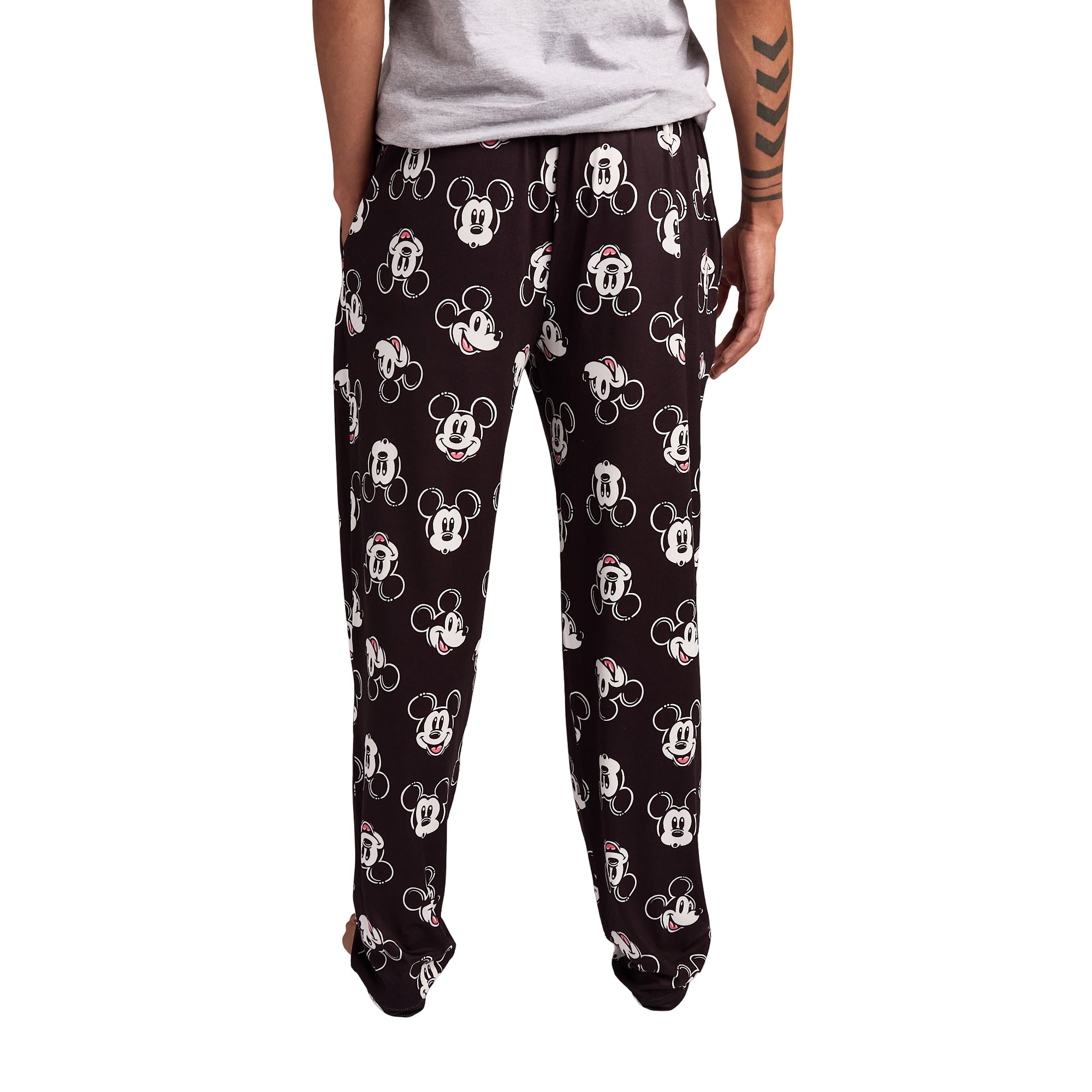 Disney Mickey Mouse Character Heads All-Over Print Men's Black Sleep Pajama Pants