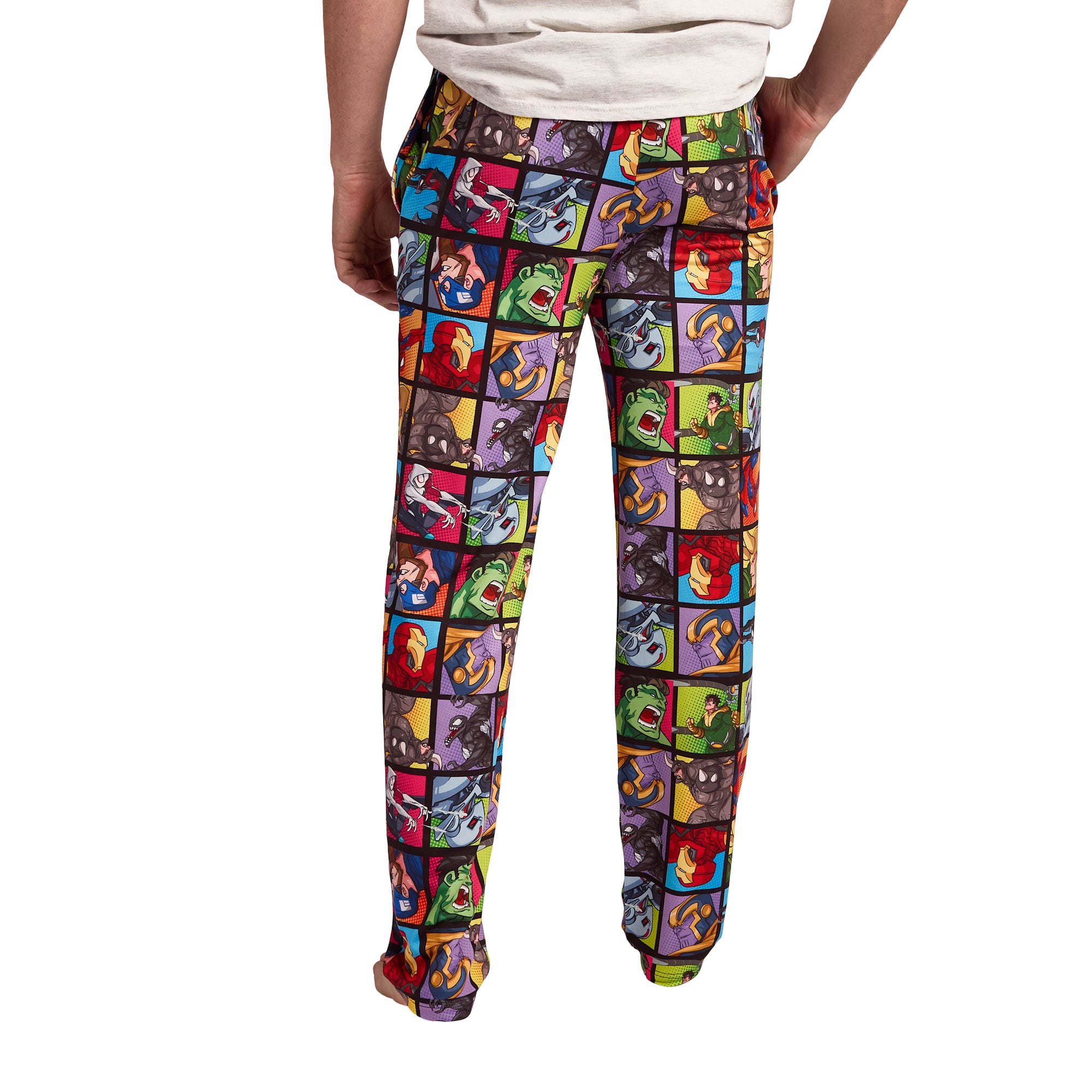 Marvel Superhero Squares Men's Black Sleep Pajama Pants