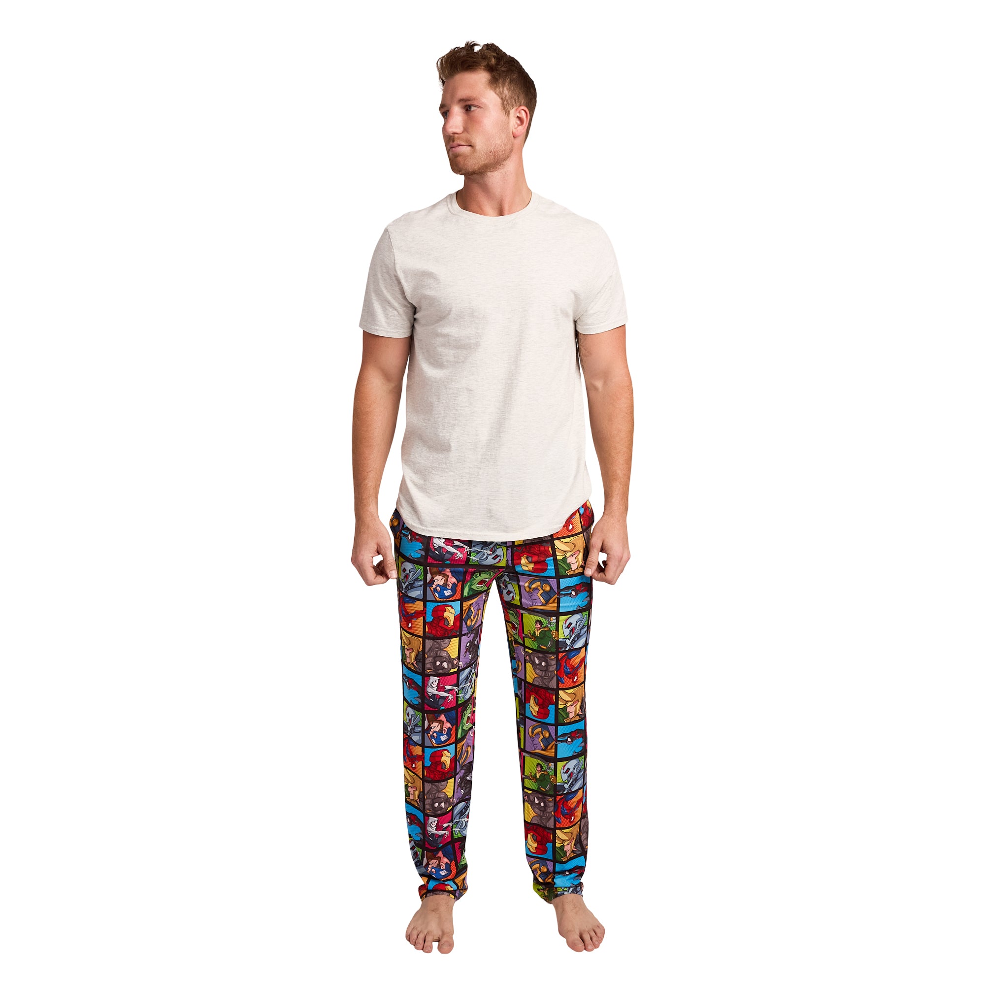 Marvel Superhero Squares Men's Black Sleep Pajama Pants