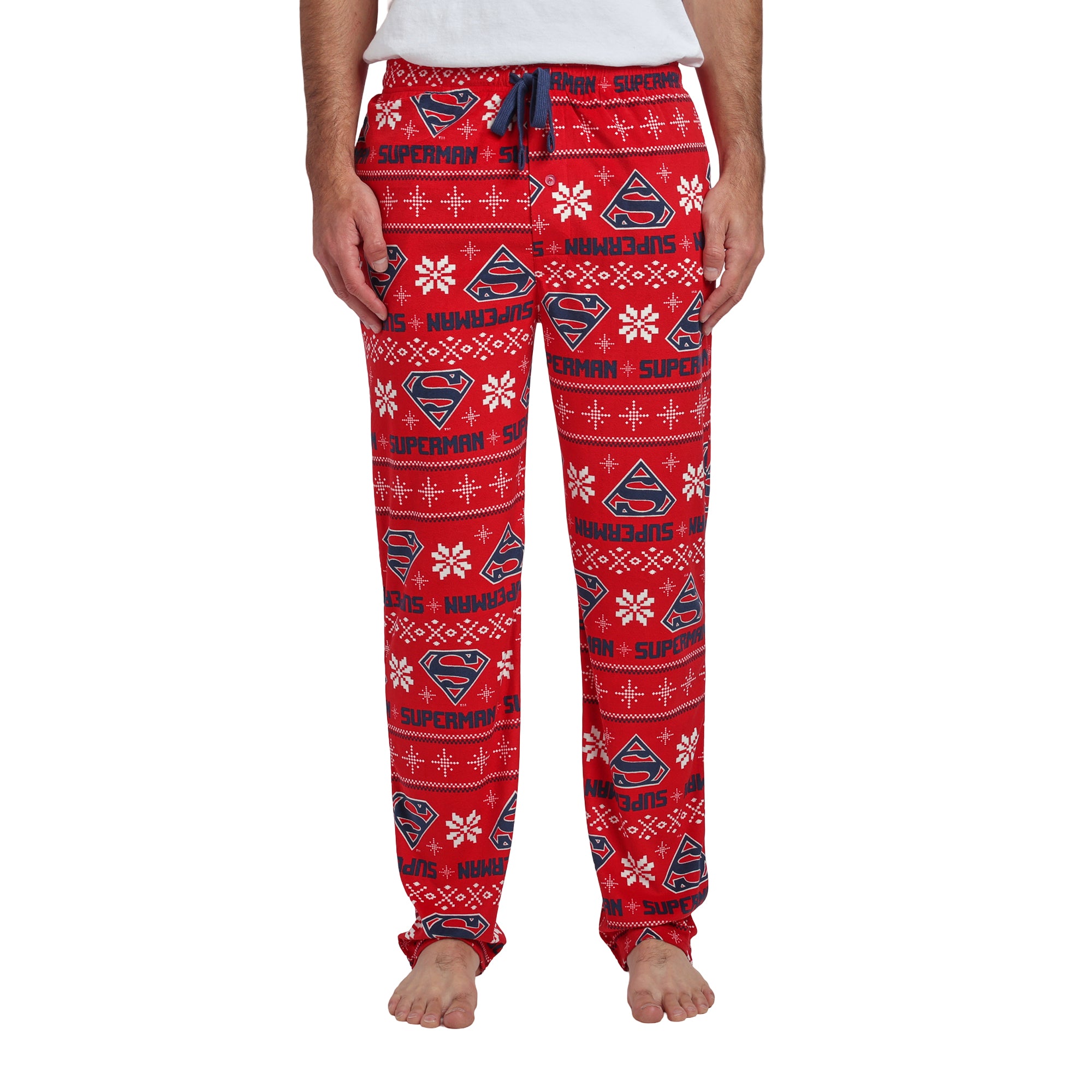 Superman All-Over Print Men's Lightweight Plush Fleece Sleep Pajama Pants
