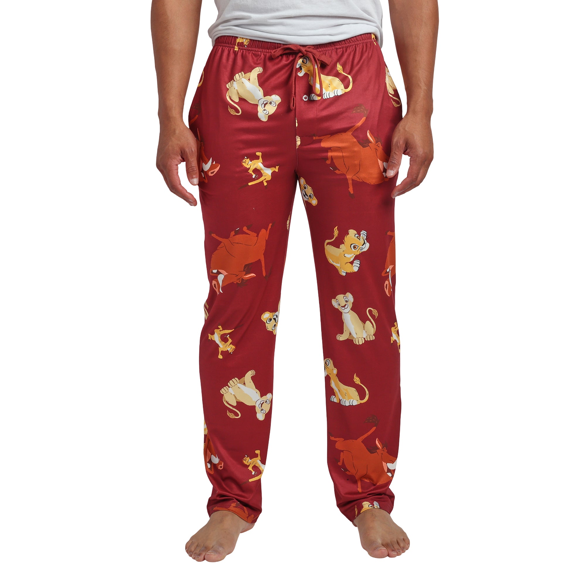 The Lion King All-Over Character Print Adult Burgundy Sleep Pajama Pants
