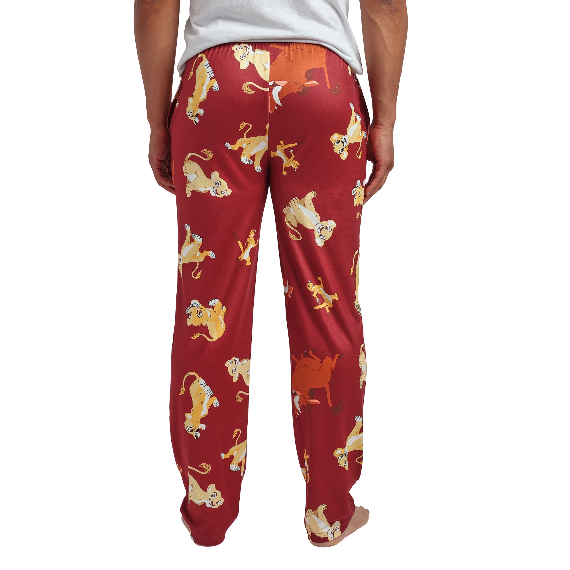 The Lion King All-Over Character Print Adult Burgundy Sleep Pajama Pants
