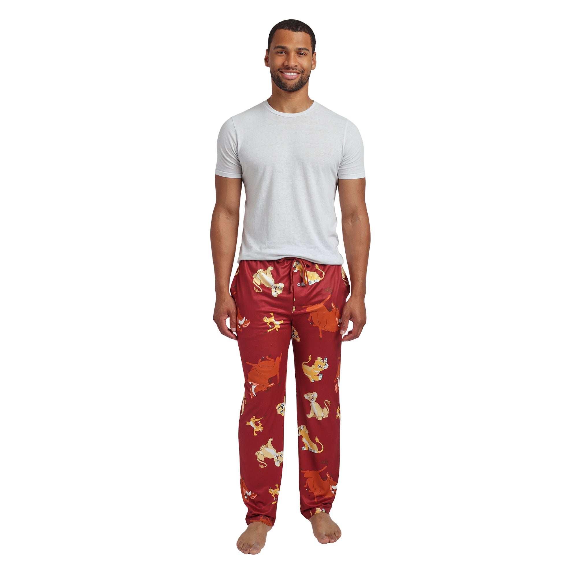 The Lion King All-Over Character Print Adult Burgundy Sleep Pajama Pants