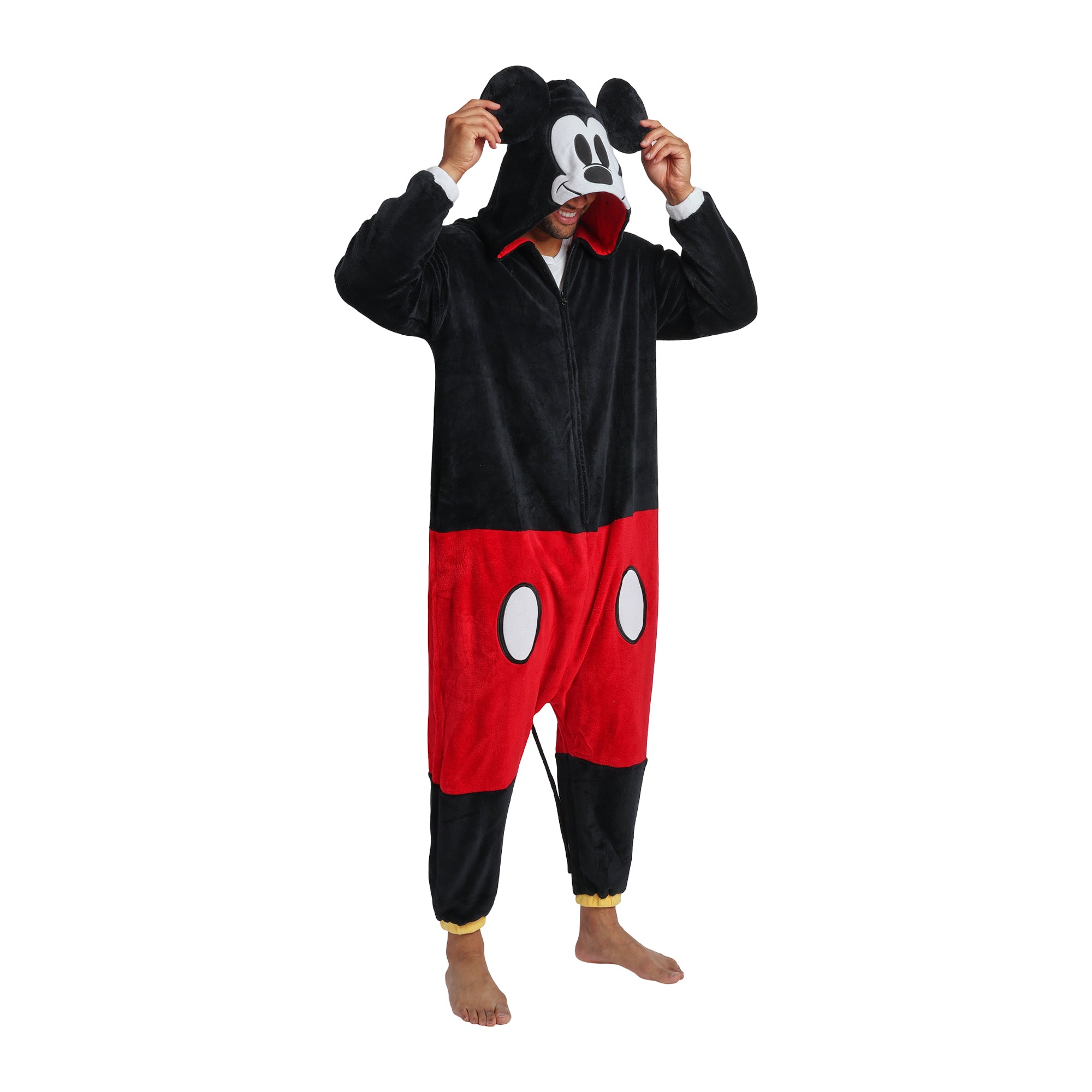 Disney Mickey Mouse Adult Long Sleeve Hooded Kigurumi Onesie Costume Cosplay Suit
