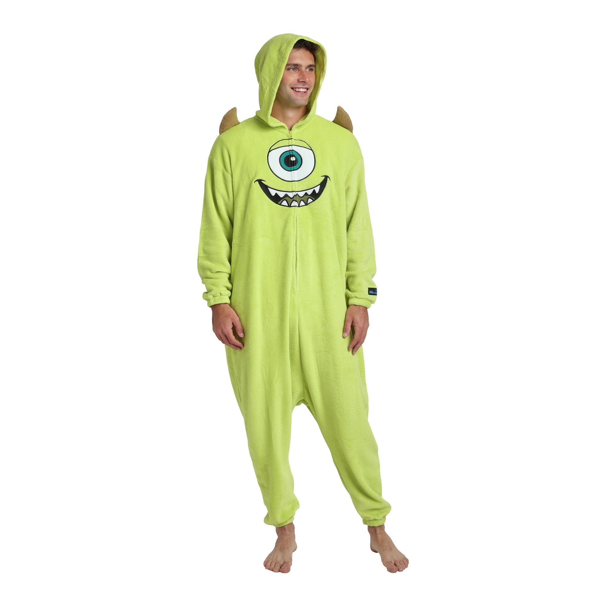 Monsters Inc Mike Wazowski Adult Green Long Sleeve Hooded Kigurumi Onesie Costume Cosplay Suit