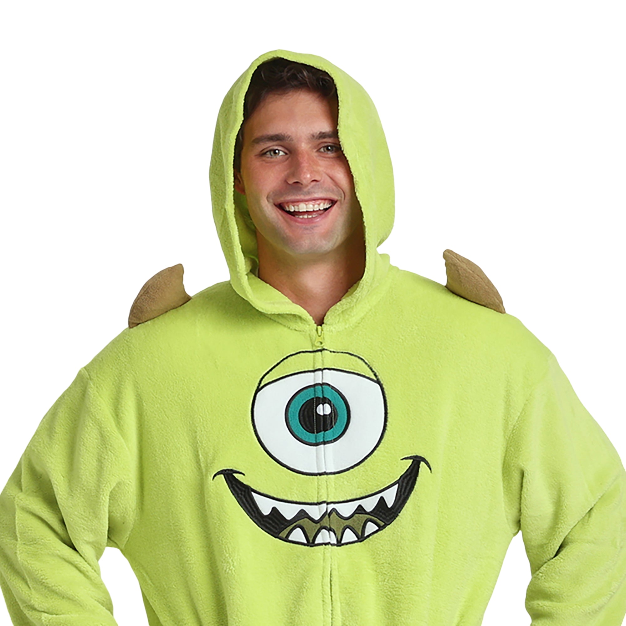 Monsters Inc Mike Wazowski Adult Green Long Sleeve Hooded Kigurumi Onesie Costume Cosplay Suit