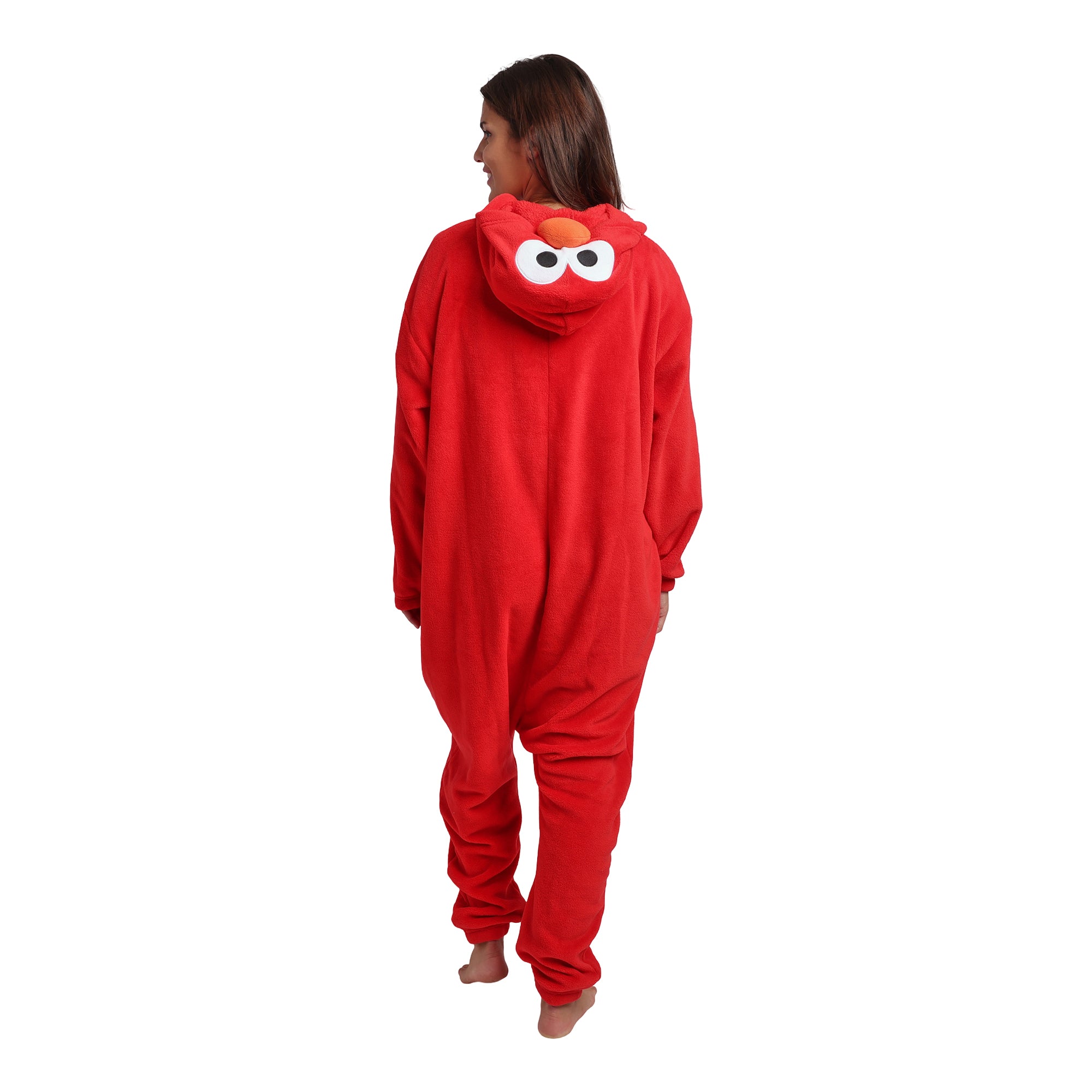 Sesame Street Elmo Adult Red Long Sleeve Hooded Kigurumi Cosplay Onesie Costume Suit