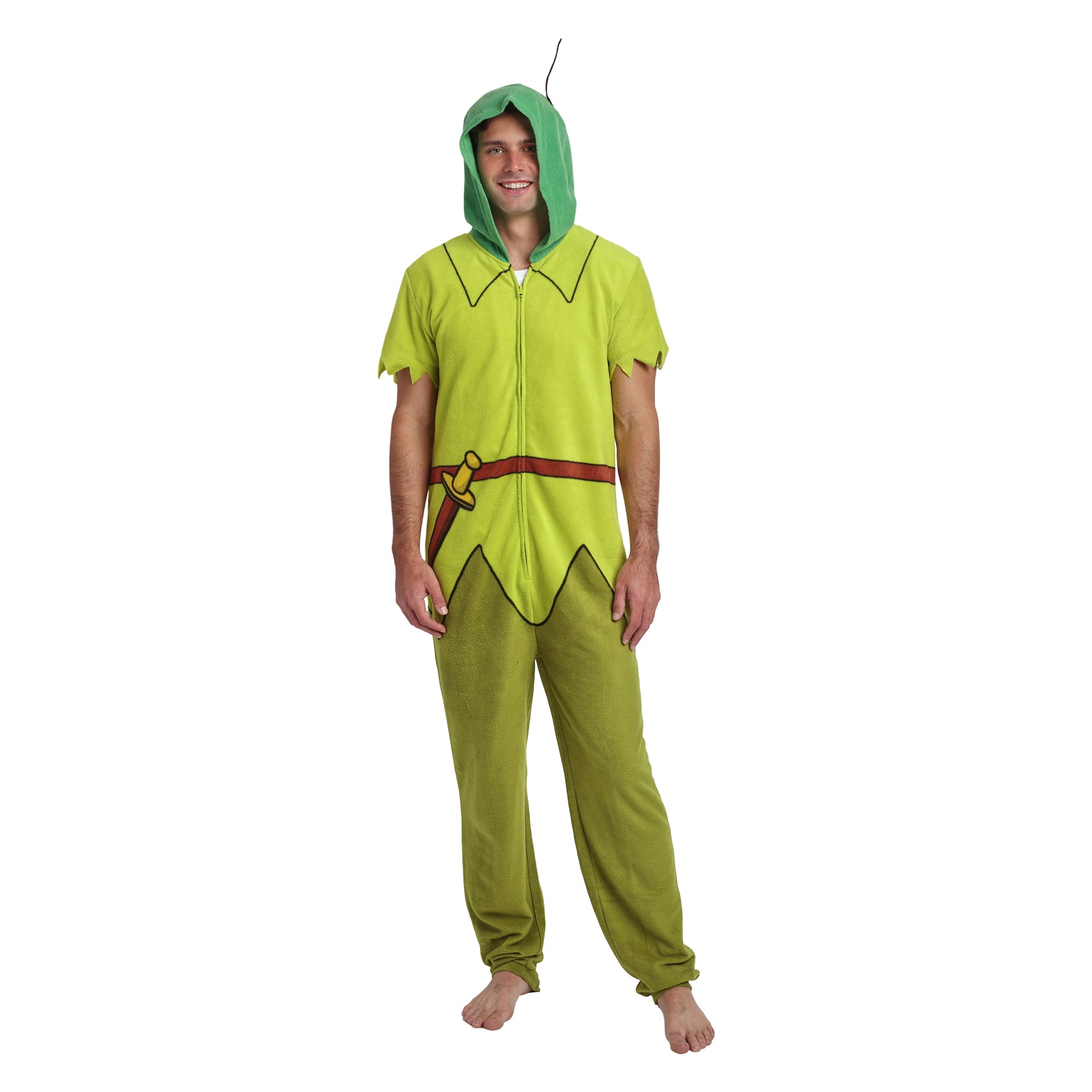 Disney Peter Pan Adult Long Sleeve Hooded Cosplay Onesie Costume Union Suit