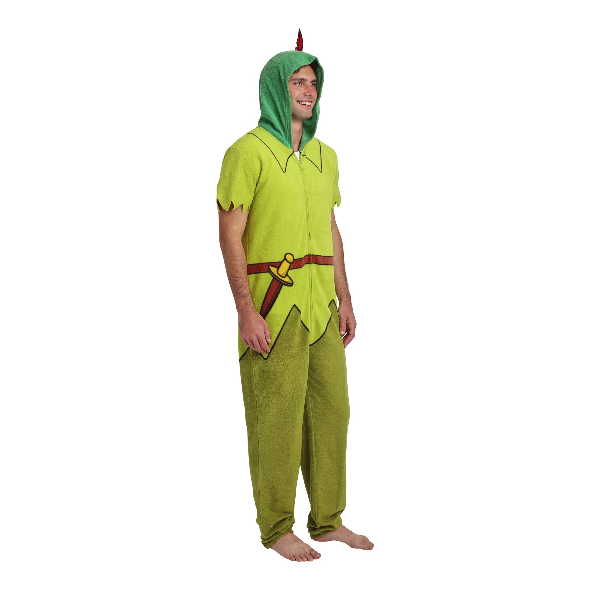 Disney Peter Pan Adult Long Sleeve Hooded Cosplay Onesie Costume Union Suit