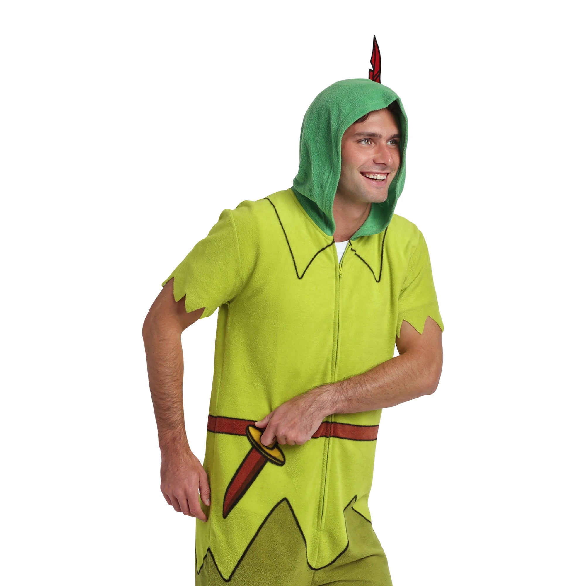 Disney Peter Pan Adult Long Sleeve Hooded Cosplay Onesie Costume Union Suit