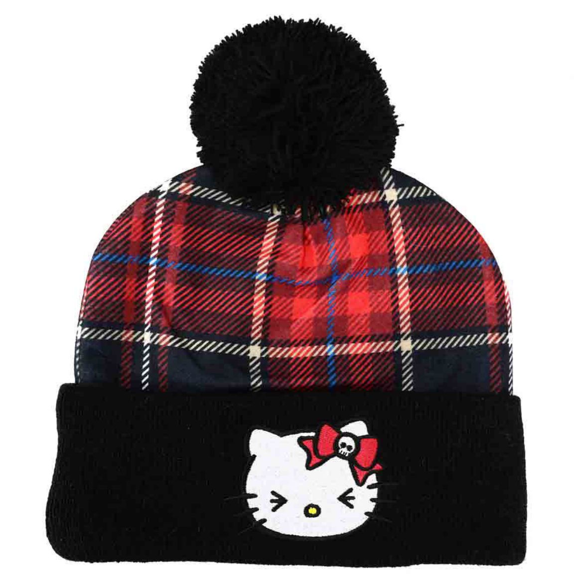 Picture of Hello Kitty Plaid Punk Pom Beanie