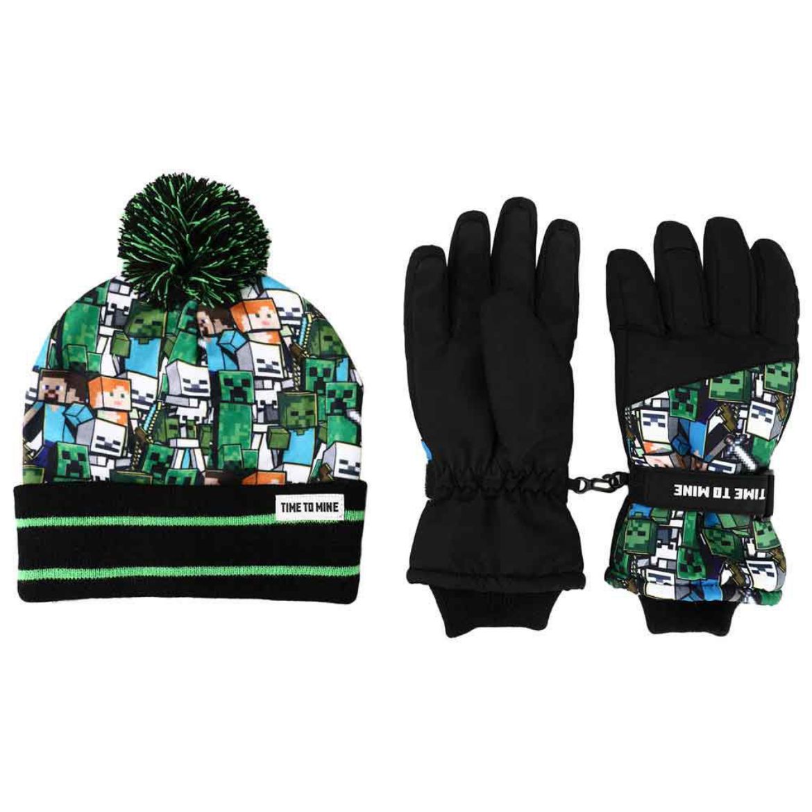 Picture of Minecraft Time to Mine Youth Beanie & Ski Gloves Combo