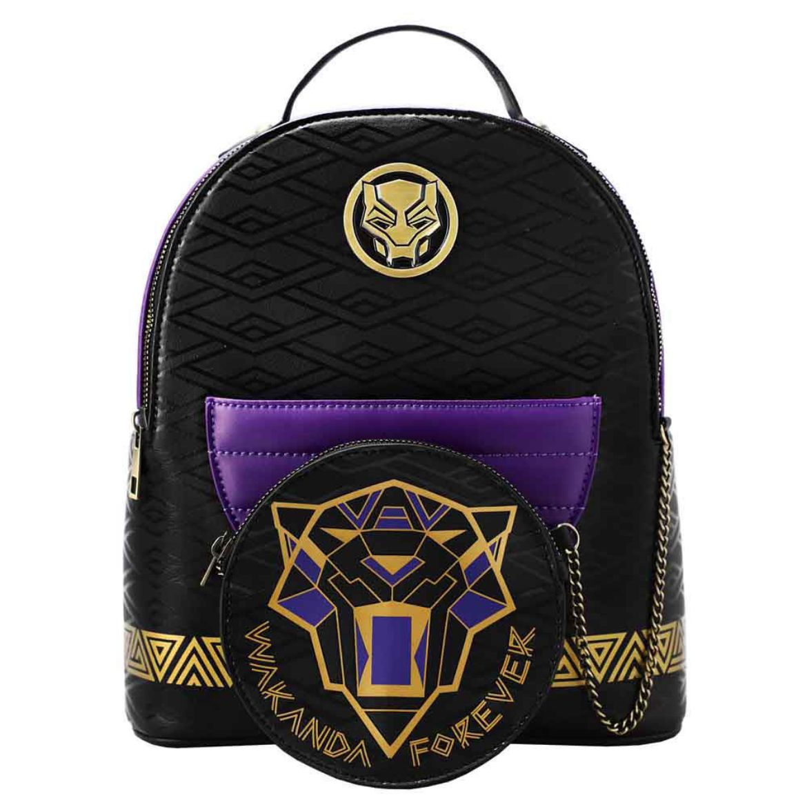 Bioworld Merchandising. Marvel Black Panther Wakanda Forever Mini Backpack Coin Purse