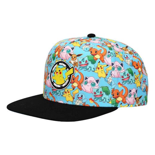 Picture of Pokemon Pikachu AOP Rubber Patch Youth Flat Bill Snapback