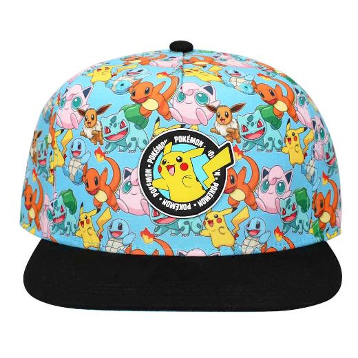 Picture of Pokemon Pikachu AOP Rubber Patch Youth Flat Bill Snapback