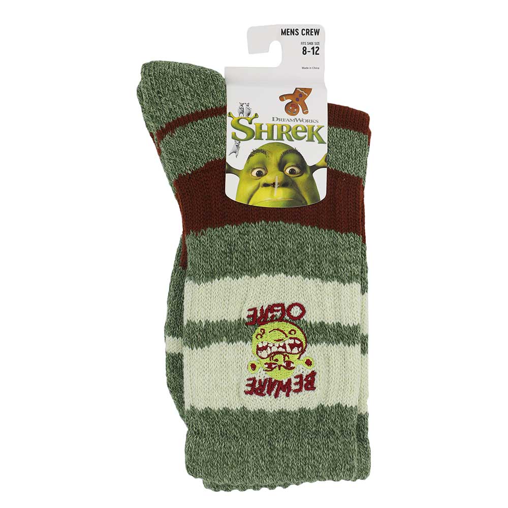 Bioworld Merchandising. DreamWorks Shrek Beware Ogre Embroidered Crew Socks