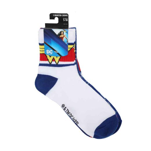 Picture of DC Comics Wonder Women's Quarter Crew 3 Pack Socks