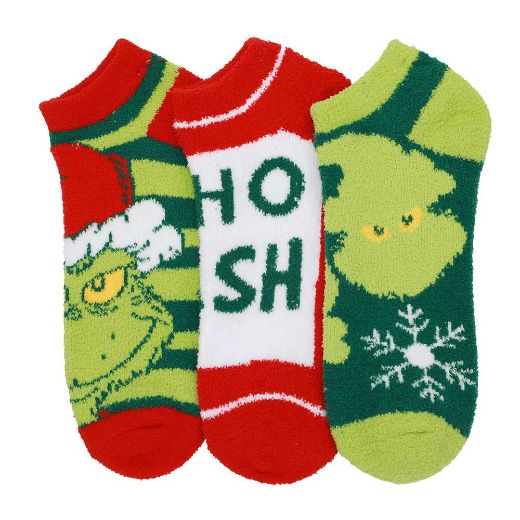 Picture of Dr. Seuss The Grinch Chenille 3 Pair Ankle Socks