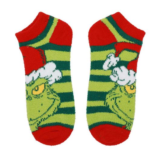 Picture of Dr. Seuss The Grinch Chenille 3 Pair Ankle Socks