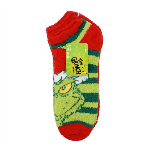 Picture of Dr. Seuss The Grinch Chenille 3 Pair Ankle Socks