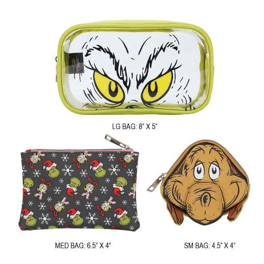 Picture of Dr. Seuss The Grinch Travel Cosmetic Bags - Set of 3