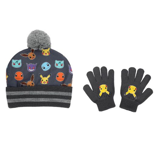 Picture of Pokemon Faces Youth Beanie & Gloves Combo