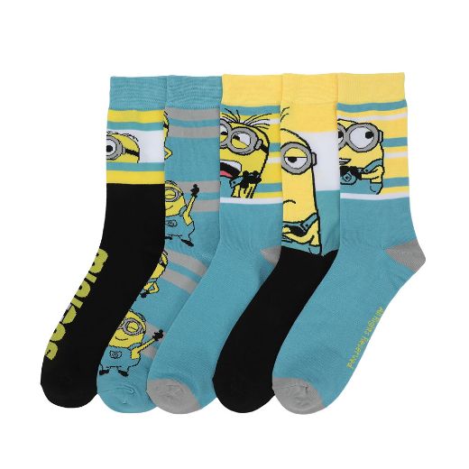 Picture of Minions Characters 5 Pair Crew Socks