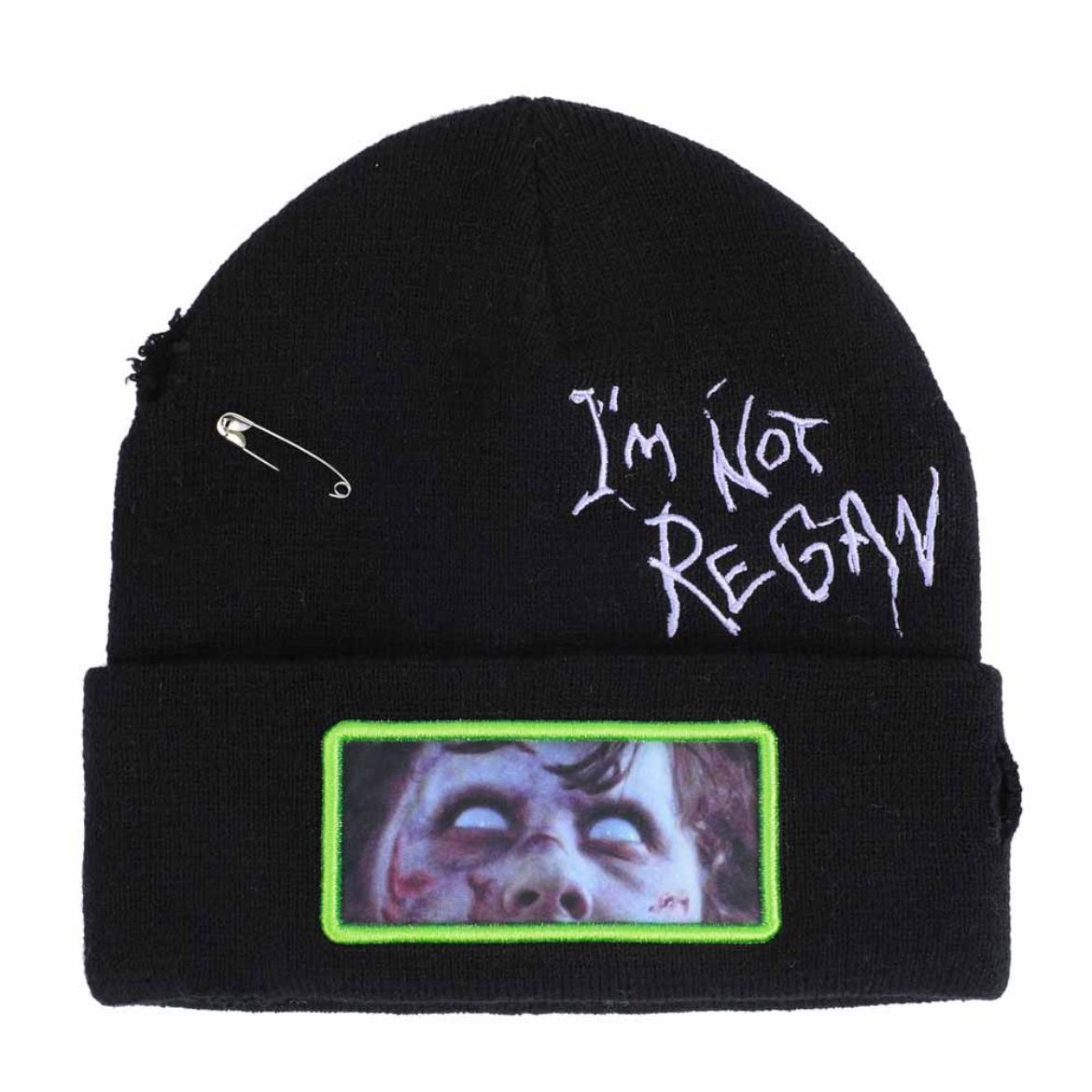 Picture of The Exorcist I'm Not Regan Distressed Sublimated Patch Cuff Beanie