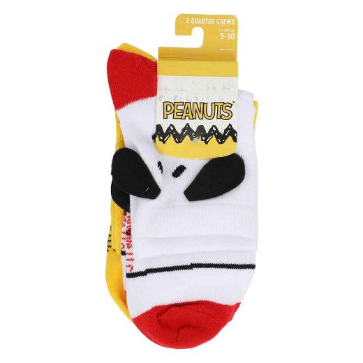 Picture of Peanuts Charlie Brown & Snoopy 3D Women's 2 Pair Quarter Crew Socks