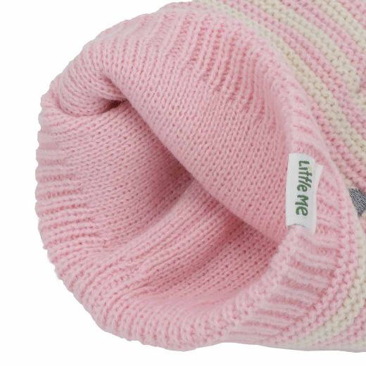 Picture of Little Me Pink Bear Beanie & Mitten Combo - Infant 3/9 M