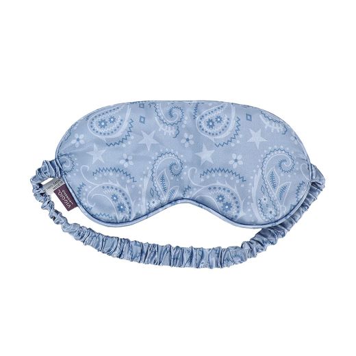 Picture of Bioworld Blue Paisley Satin Neck Pillow & Eye Mask Travel Set
