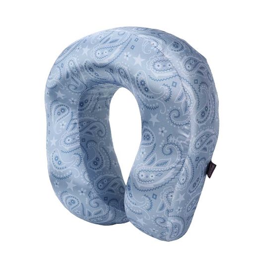 Picture of Bioworld Blue Paisley Satin Neck Pillow & Eye Mask Travel Set