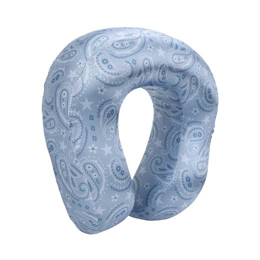 Picture of Bioworld Blue Paisley Satin Neck Pillow & Eye Mask Travel Set