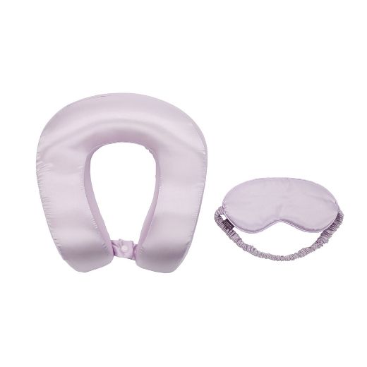 Picture of Bioworld Lavender Satin Neck Pillow & Eye Mask Travel Set